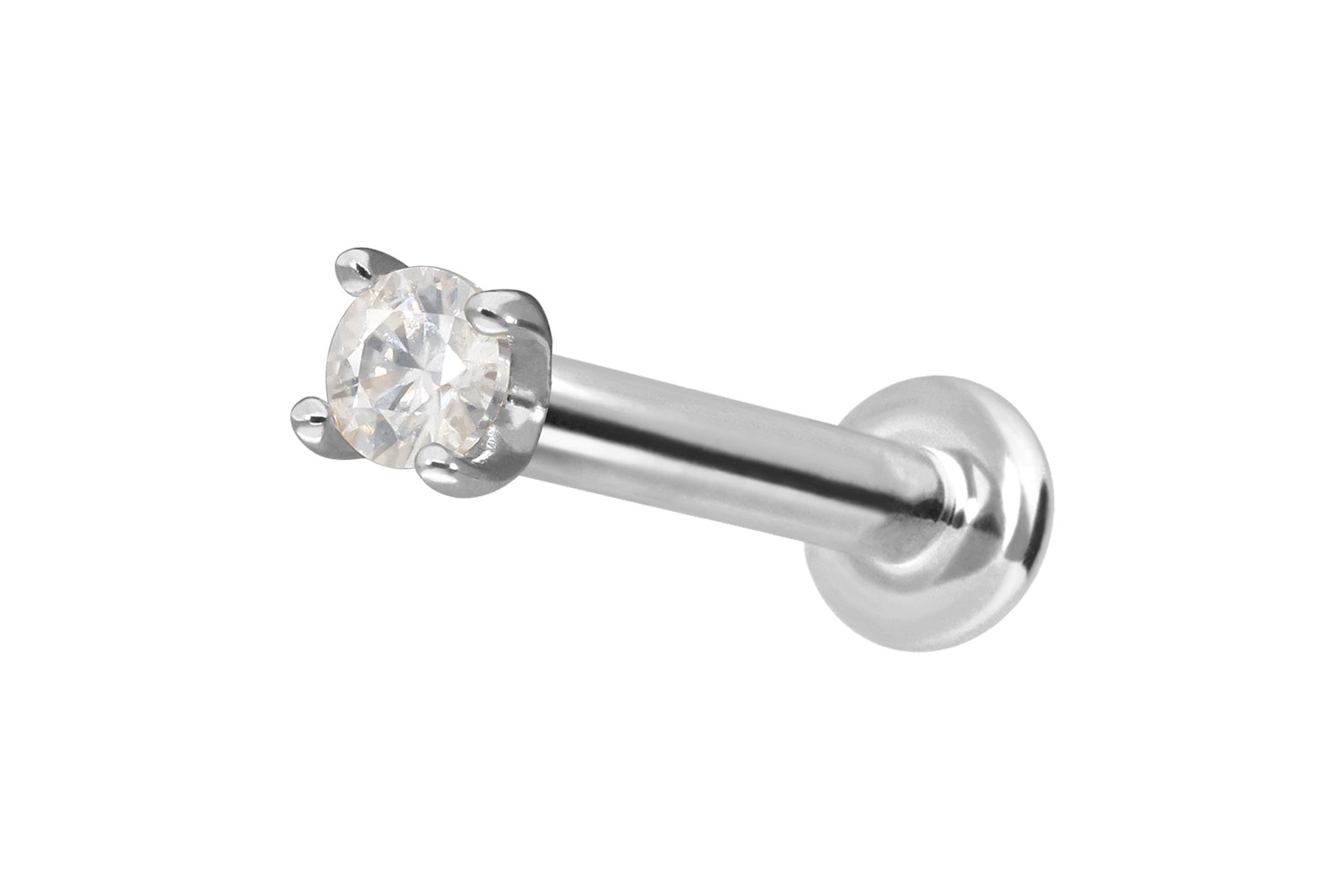 14 Karat Gold Labret Piercing mit Innengewinde MOISSANIT